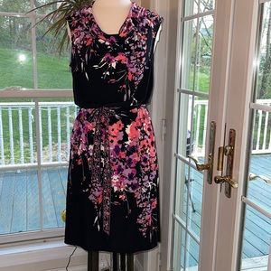 Apt 9 black Large dress pink floral spray design